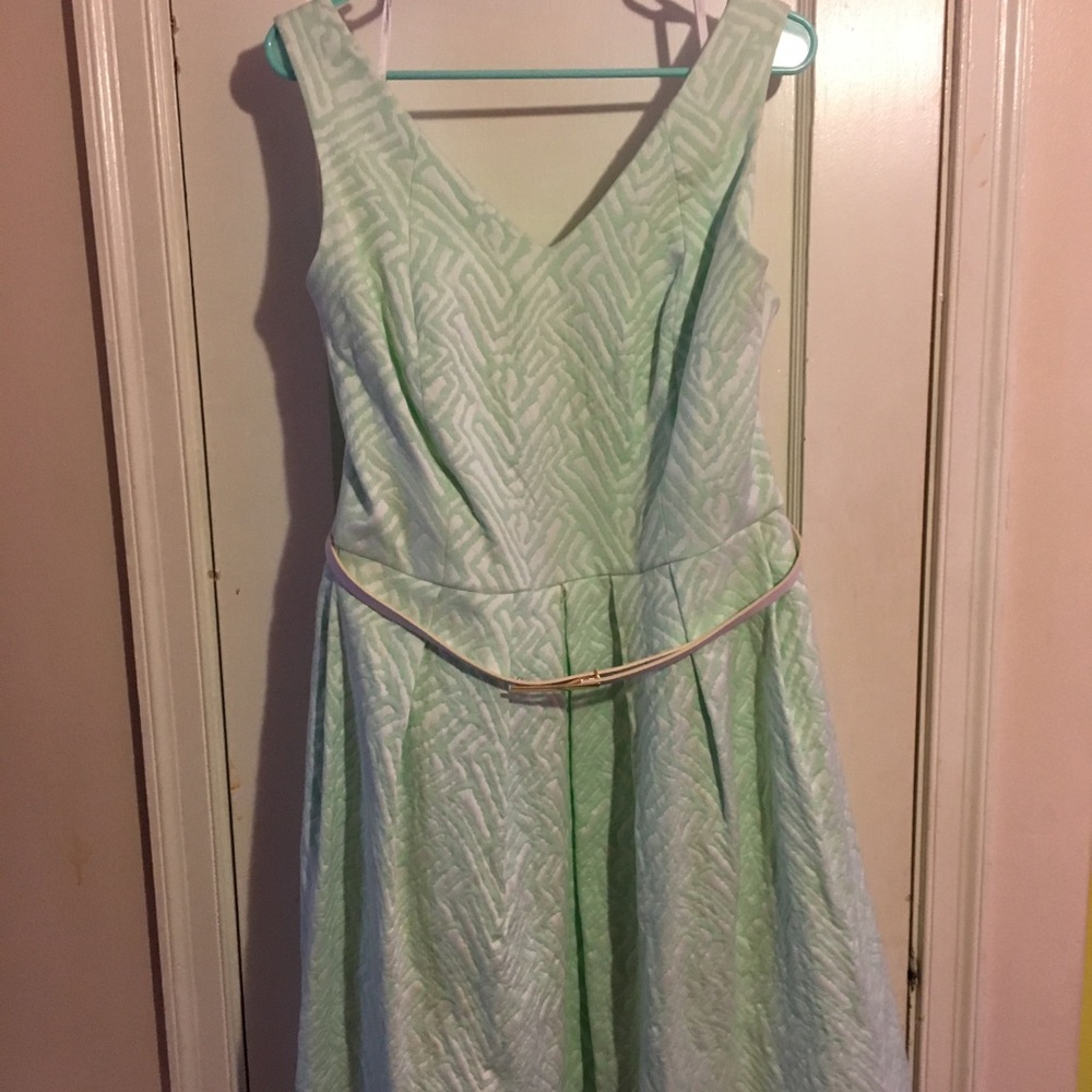calvin klein mint green & white dress